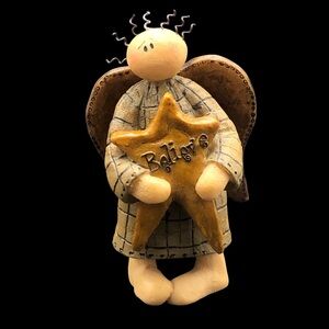Honey And Me Lisa Liffick Believe Christmas Angel Figurine Primitive Cottagecore